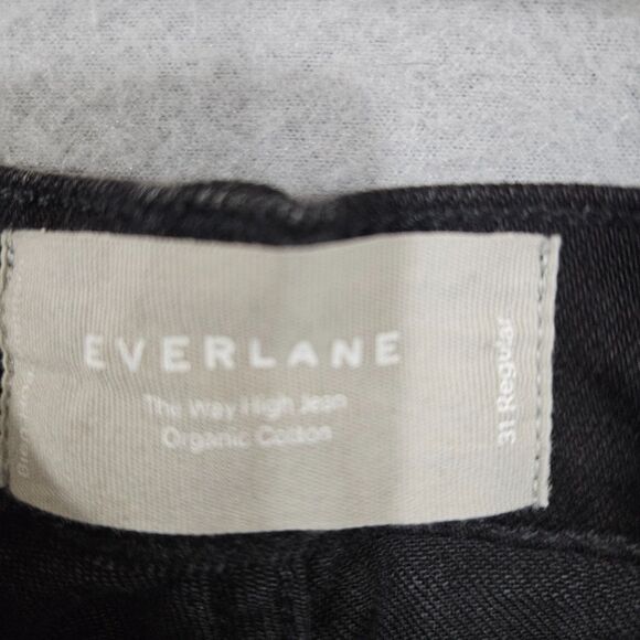 Everlane The Way High Jean in Coal Black Loose Baggy Straight Leg Raw Hem SZ 12 - Picture 2 of 10